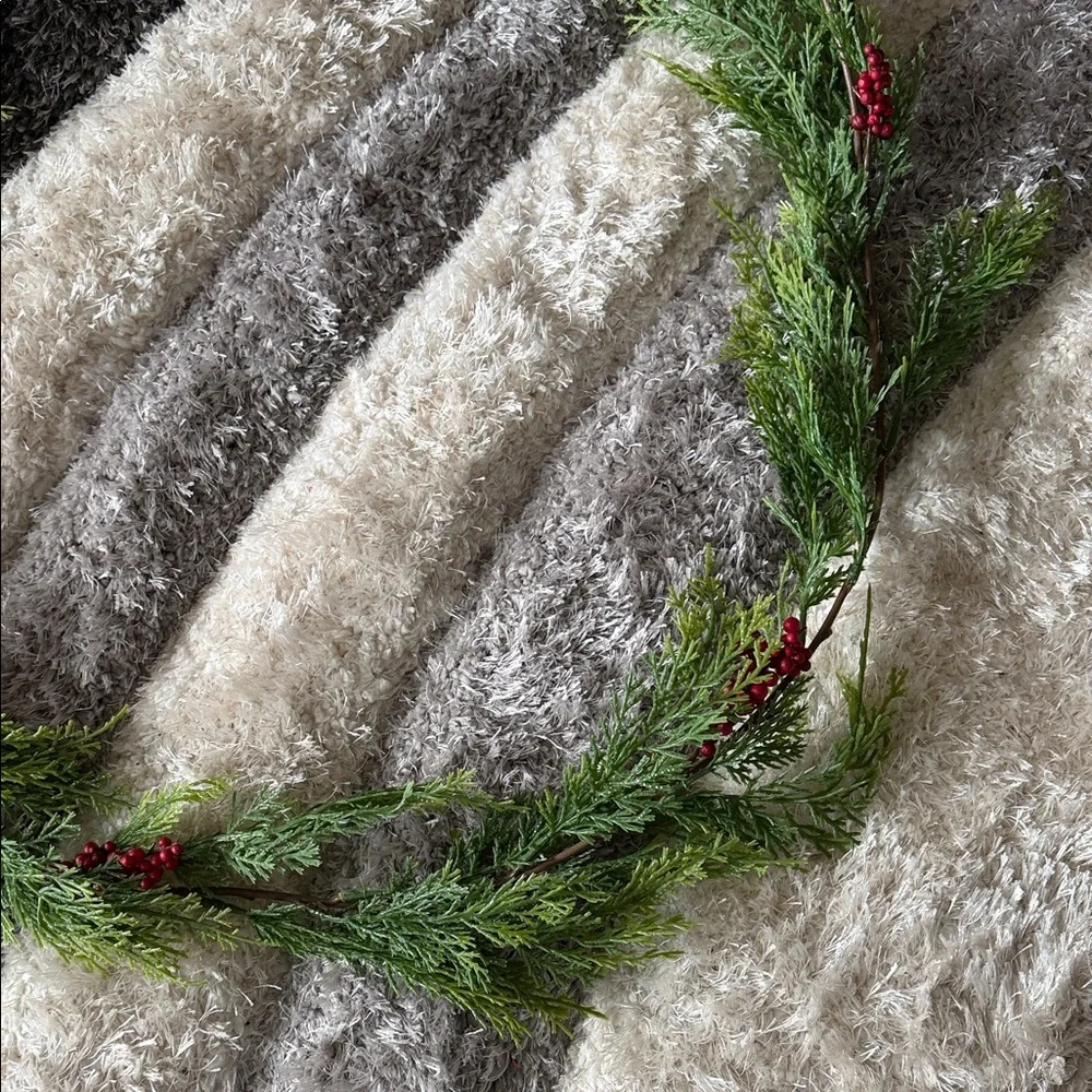 Festive Pine Garland with Red Berries